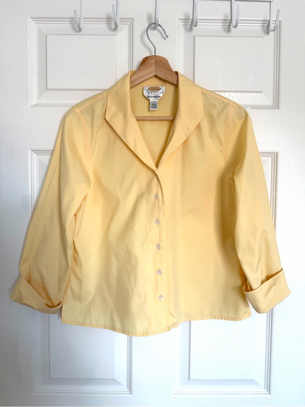 Talbots Pale Yellow Button-Front Collared Blouse